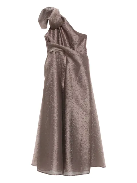 Talbot Runhof one-shoulder textured dress Brown OL073304PO25128