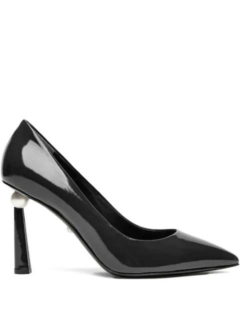 Alevì 95mm patent leather pearl-embellished pumps Black L26W4001R1261997BLACK