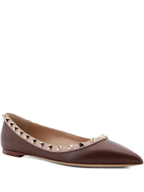 Valentino Garavani rockstud-embellished ballet flats Brown WS0403VOD
