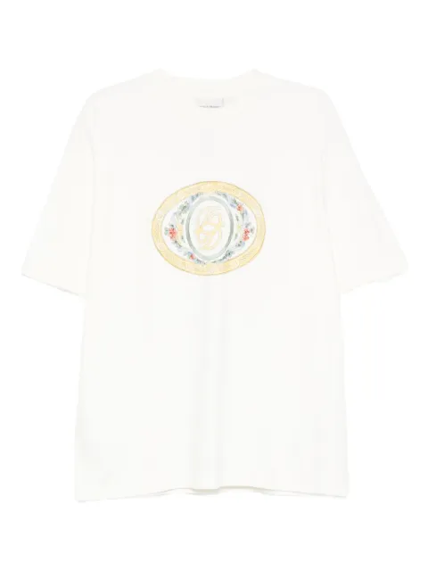Drôle De Monsieur oval-frame logo T-shirt Neutrals ITS284CO002
