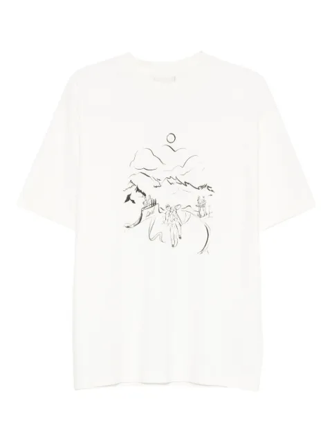 Drôle De Monsieur landscape-print T-shirt Neutrals ITS274CO002