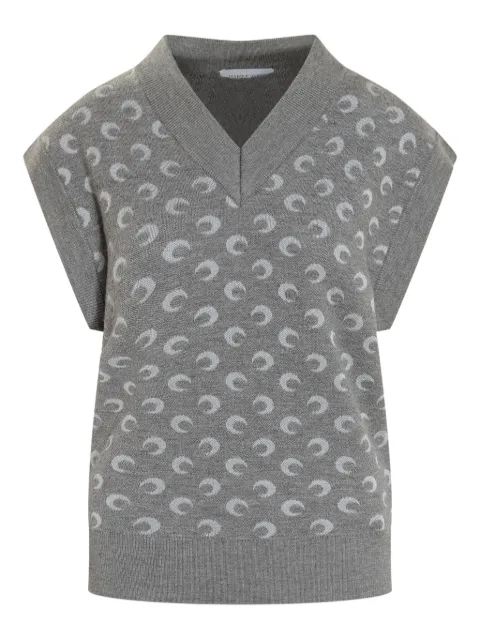 Marine Serre crescent-print V-neck vest Grey UTK004ACKNI0530
