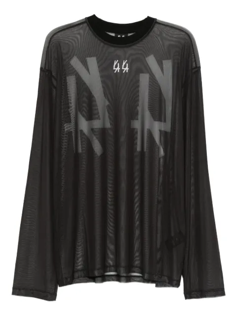 44 LABEL GROUP logo-print mesh T-shirt Black B0030606FA672P447