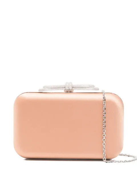 MACH & MACH crystal-embellished bow clutch Neutrals PF25BG0002CRPLBR
