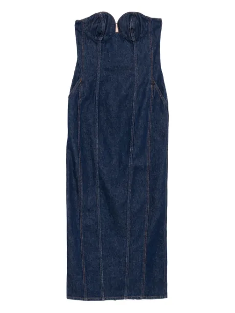Magda Butrym strapless denim midi dress Blue 124923