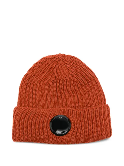 C.P. Company ribbed lens-detail beanie Red 19CMAC739A005509A