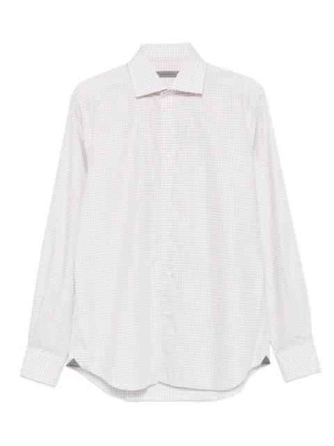 Corneliani check-print long-sleeved shirt White 26P1002511283