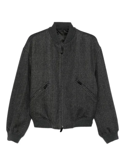 Giorgio Armani herringbone zip-front bomber jacket Grey GM002267TE17630