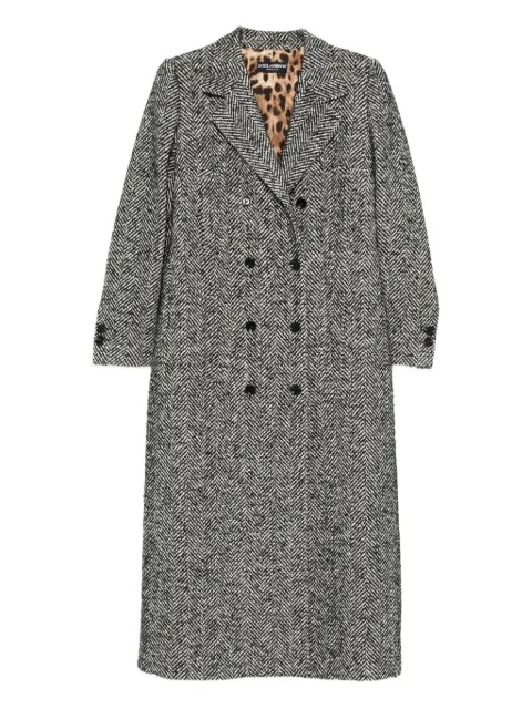 Dolce & Gabbana herringbone double-breasted coat Grey F0W4FTFCZAB
