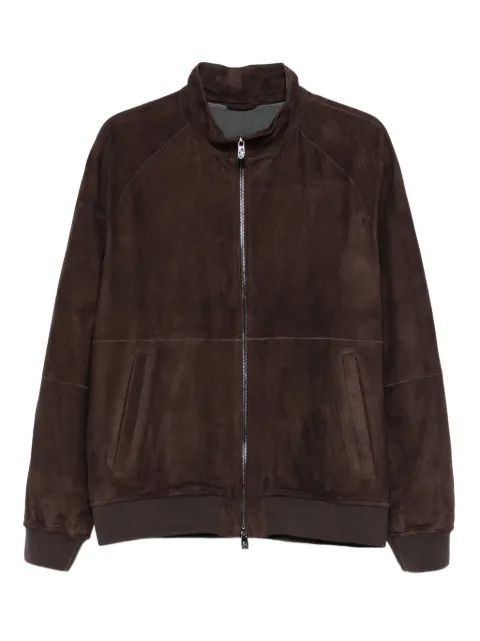 Corneliani zip-front suede leather jacket Brown 26L5D52620104