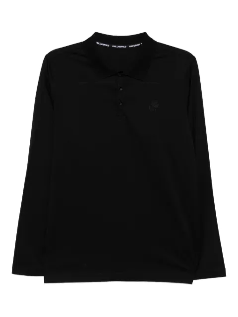 Karl Lagerfeld embroidered-logo cotton polo shirt Black 745000554200990