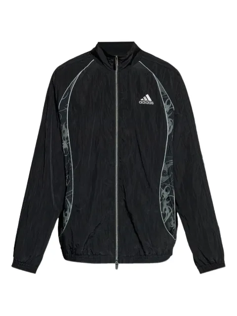 adidas embroidered graphic-panel track jacket Black KF8519