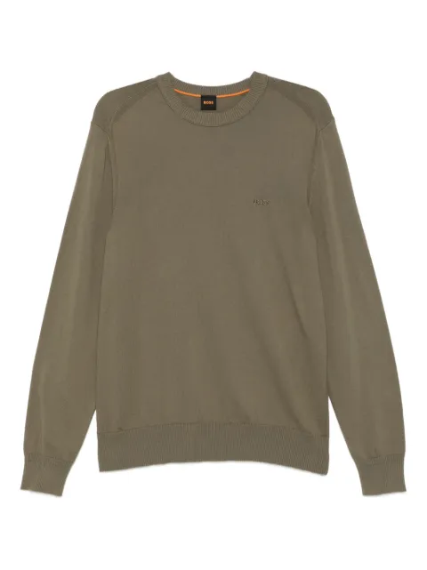 BOSS logo-embroidered crew-neck jumper Green 50508766