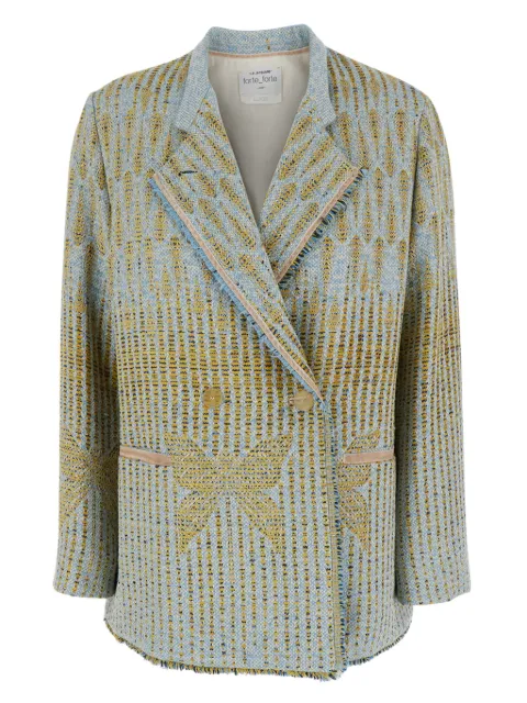 Forte Forte fringed-hem patterned blazer Yellow 14006MYCOAT