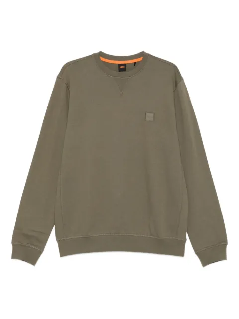 BOSS logo-patch crew-neck sweater Green 50509323
