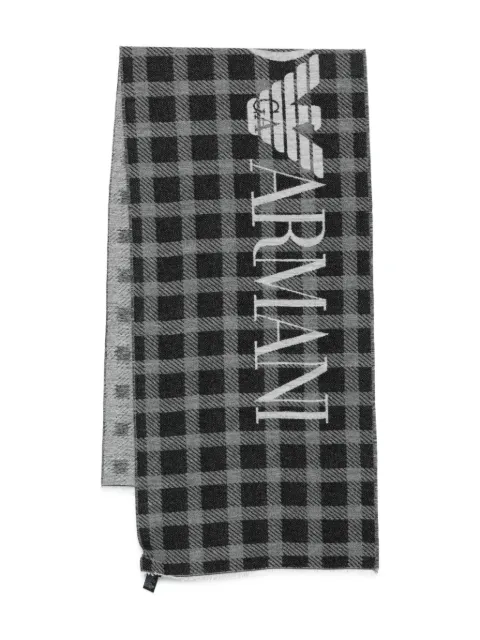 Emporio Armani check-pattern logo scarf Black EM003852AF20016