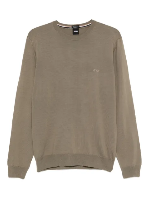 BOSS logo-embroidered crew-neck sweater Brown 50476364