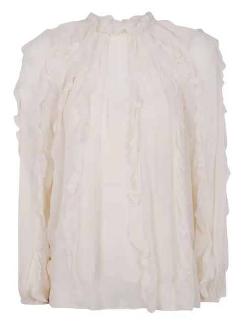 ZIMMERMANN ruffled high-neck blouse Neutrals 4030TF25R