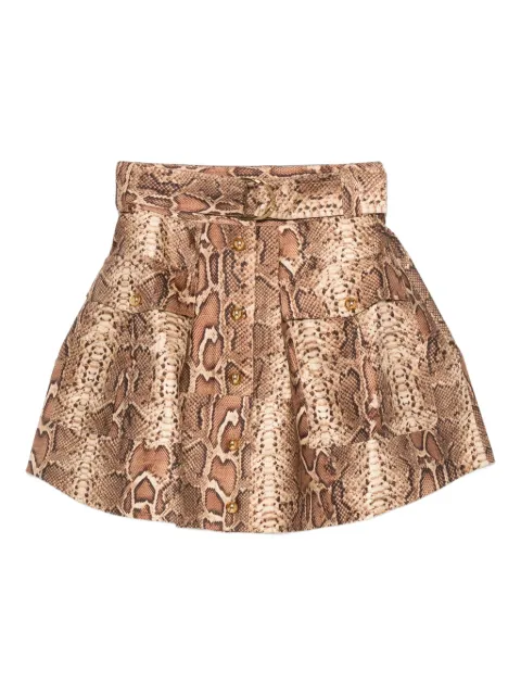 ZIMMERMANN snakeskin-effect belted skirt Brown 5242SF251