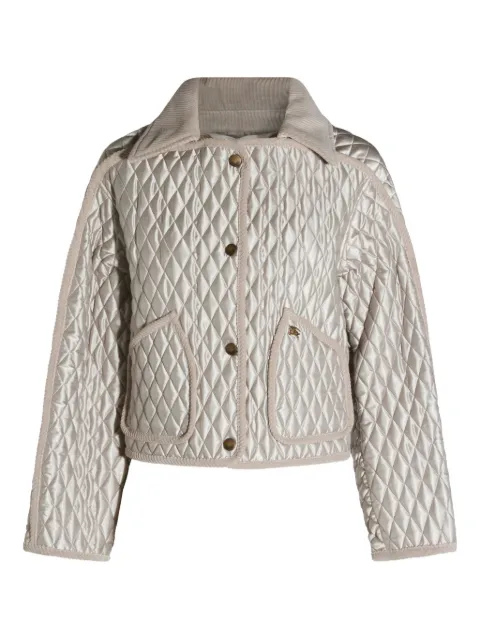 Burberry Floriston quilted corduroy-trimmed jacket Neutrals 8116973