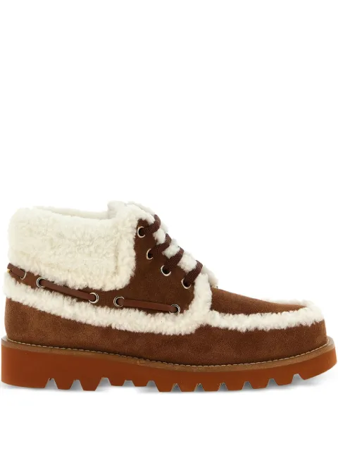 Valentino Garavani VLogo-detail lace-up leather boots Brown WS0MW9WNM