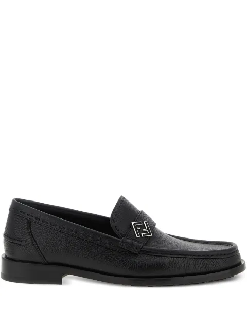 FENDI FF metal leather loafers Black 7D1804TDK