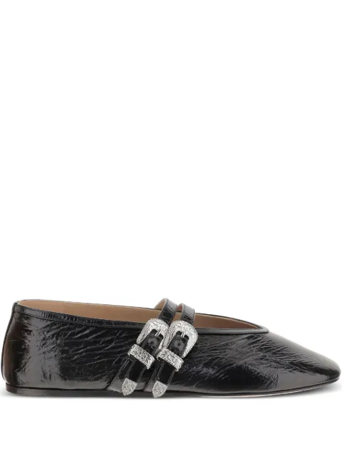 Le Monde Beryl buckle-detail leather flats Black BCSNPLBLABLA