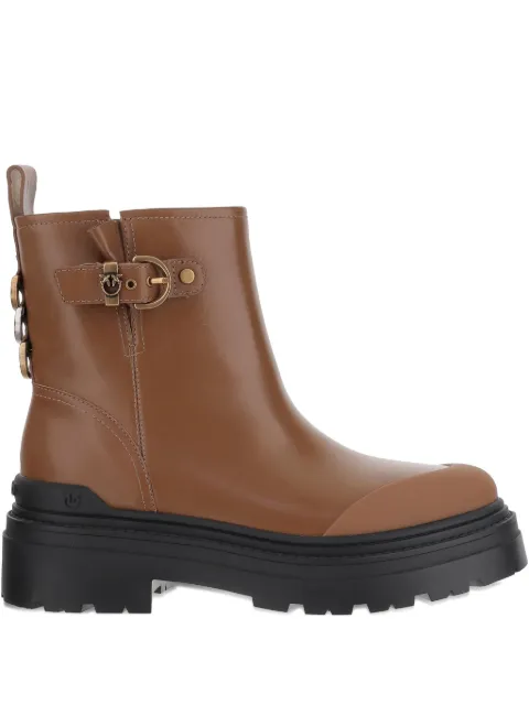 PINKO buckle-detail logo-plaque ankle boots Brown SD0409P001