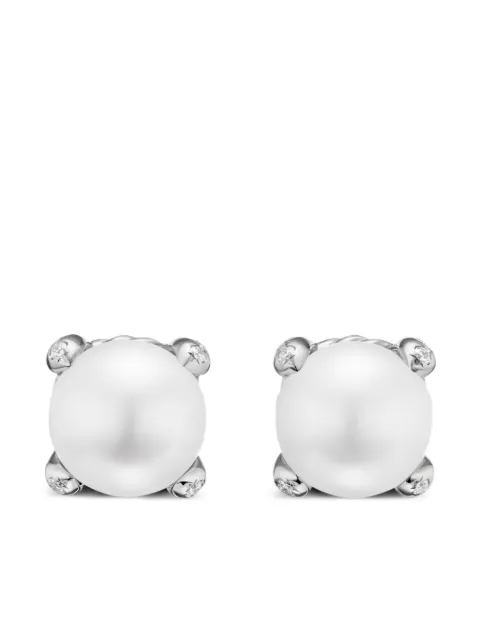 David Yurman sterling silver pearl and diamond earrings E18400DSSDPEDI