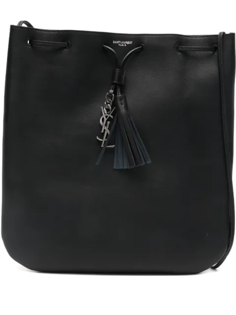 Saint Laurent medium Jean Flat tassel-charm shoulder bag Black 423874BJ50D