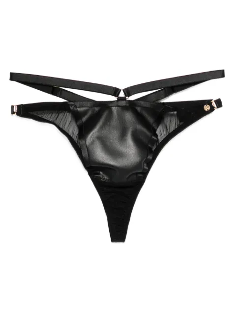 Something Wicked Mia strappy panelled thong Black MIAVEGANLEATHERTHONG