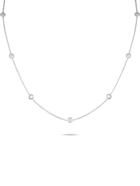LB Exclusive 18K white gold diamond station necklace Silver ANK20144