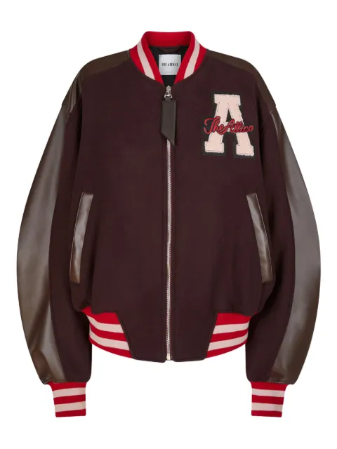 The Attico leather-sleeved logo-patch bomber jacket Red 251WCB00092WWV058AA