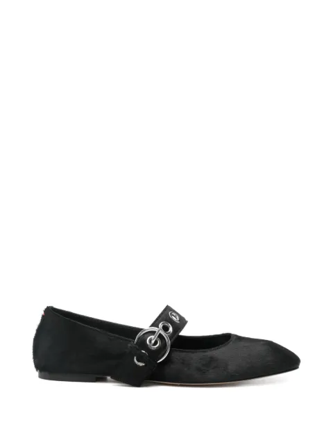 Aeyde Uma eyelet ponyhair ballerinas Black A11FL0551052001126