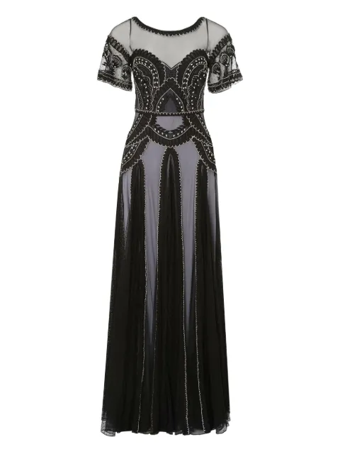 Temperley London Camile embroidered pleated gown Black 25AWMLE54884A