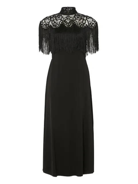Temperley London Cordelle Tassel short-sleeves midi dress Black 25AWCOR54878
