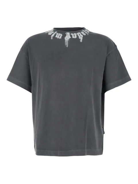 Palm Angels neck-logo spray-paint T-shirt Grey PMAA109F25JER009