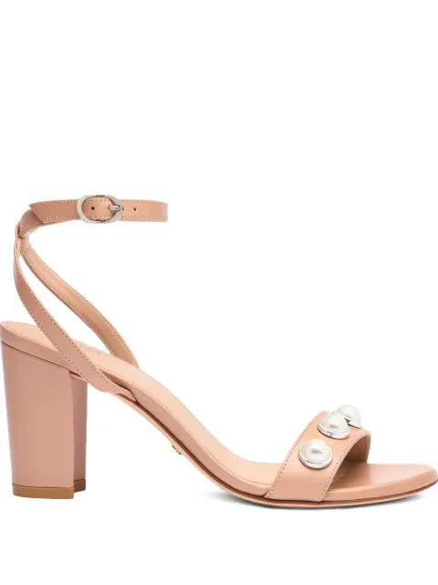 Stuart Weitzman 80mm Nearlybare portia pearl-embellished sandals Neutrals SG991LAR
