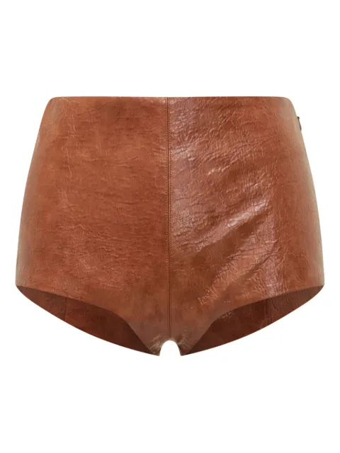 THE ANDAMANE faux-leather zip-fastening shorts Brown T180454ATNV128