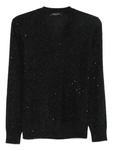 Fabiana Filippi sequin-embellished V-neck sweater Grey MAD215F531D296