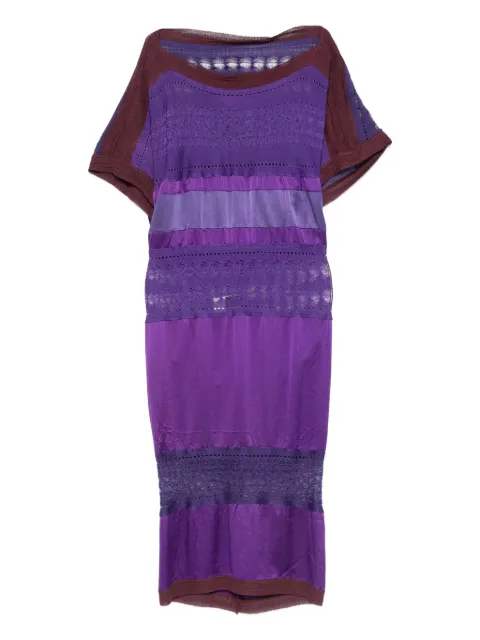 Gianfranco Ferré Pre-Owned 2000s striped lace-insert dress Purple GF600VQ