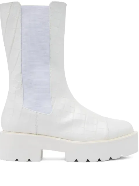 Stuart Weitzman 50mm Presley Ultralift platform lug-sole boots White S5635PRF