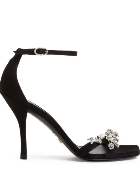 Stuart Weitzman 100mm Nudist Vow crystal-embellished sandals Black SG496SUE