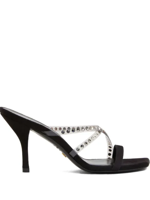 Stuart Weitzman 85mm crystal-embellished strapeze slide White SF146PVY
