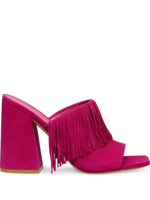 Stuart Weitzman 100mm Tia fringed heeled sandals Pink SG916SUE