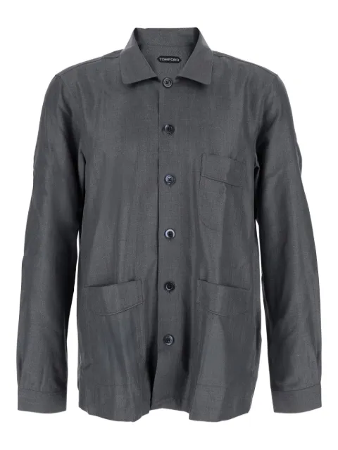 TOM FORD double-pocket silk shirt Grey HXH002FMS064