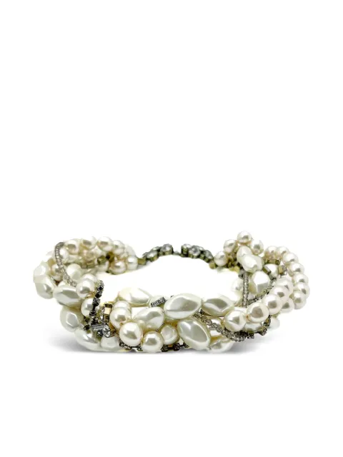 Jennifer Gibson Jewellery 1990s pearl crystal torsade necklace White JGJPRLCRYSNKL