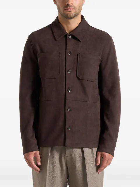 Manière De Voir Thomas suede long sleeve shirt Brown MAN33041