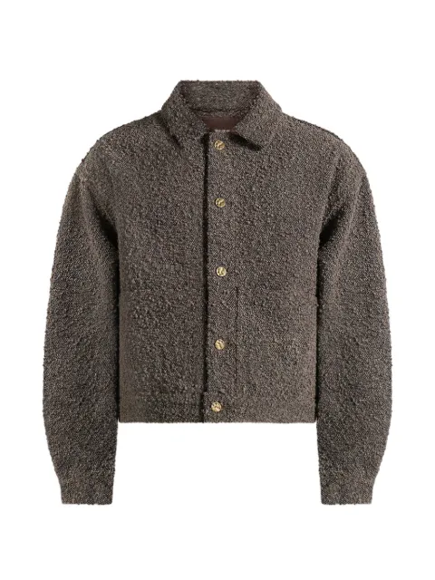 Manière De Voir Damien in brown bouclé denim jacket with back-pleat Brown MAN3399