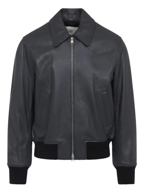 AMI Paris zip-front leather jacket Grey HJK850LH0044